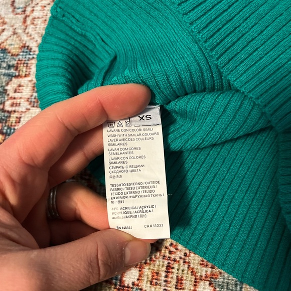 NWT Pinko Emerald Green Puff Sleeve Knit Pullover Sweater Size XS - Picture 2 of 5